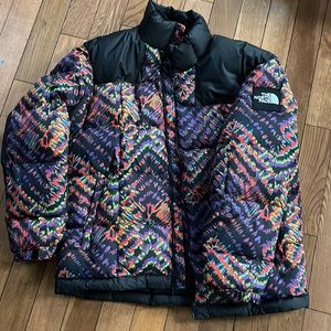 Men's North Face Puffer Lhotse Jacket Black Multicolor size Large